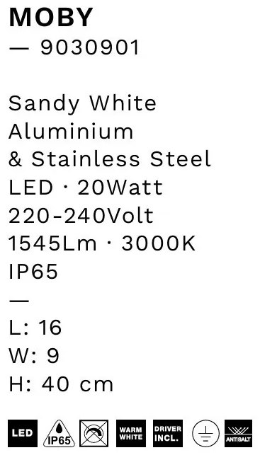 Aplica LED iluminat ambiental perete exterior IP65 MOBY alb