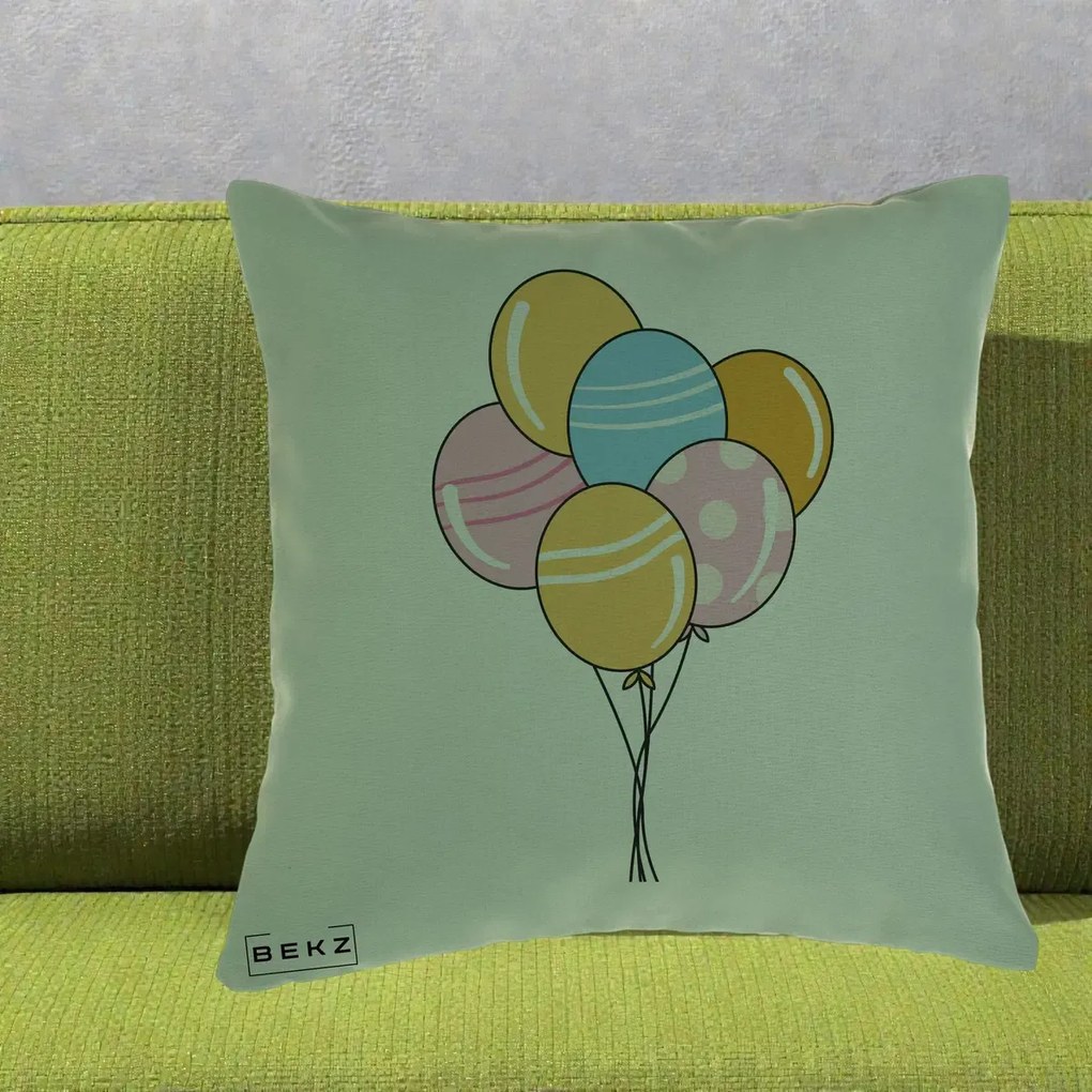 Perna Decorativa Baloane Petrecere, 40x40 cm, Verde, Husa Detasabila, Perna Inclusa, BEKZ®