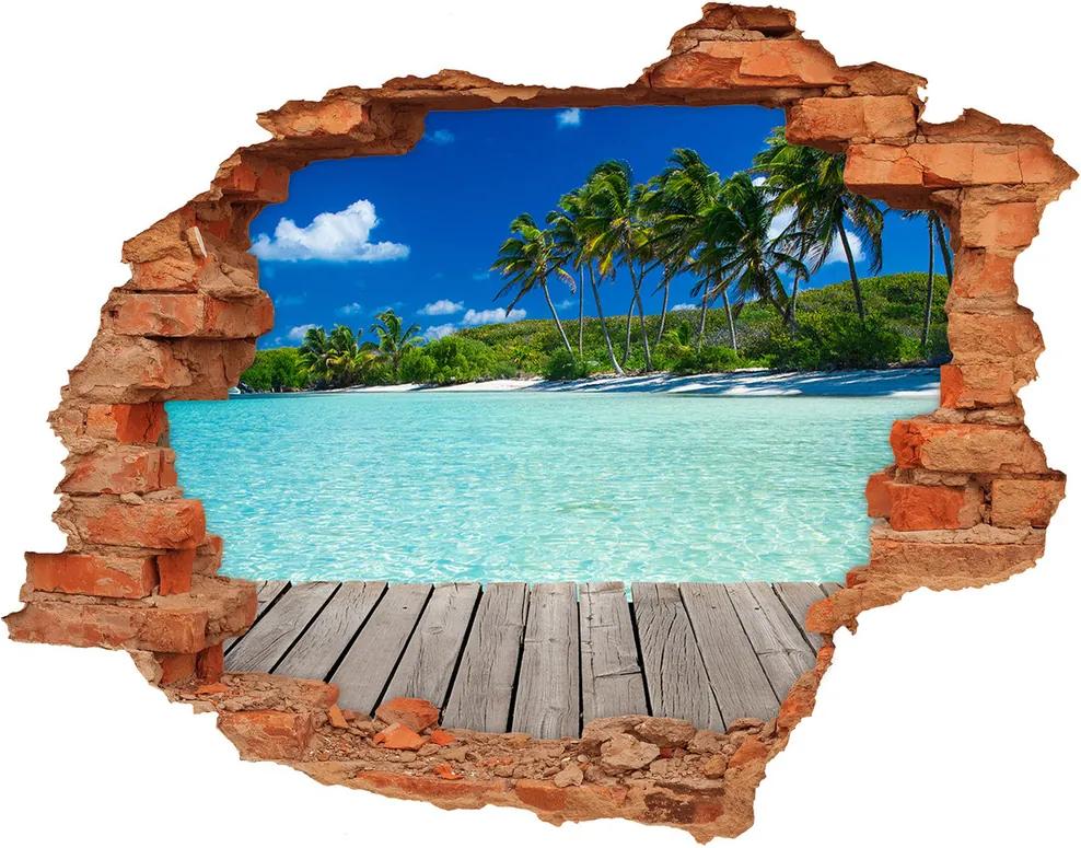 Autocolant de perete gaură 3D Plaja tropicala