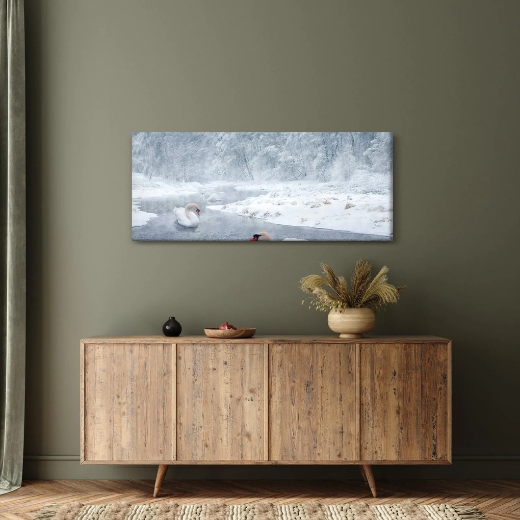 Tablou cu lebăde (120x50 cm)