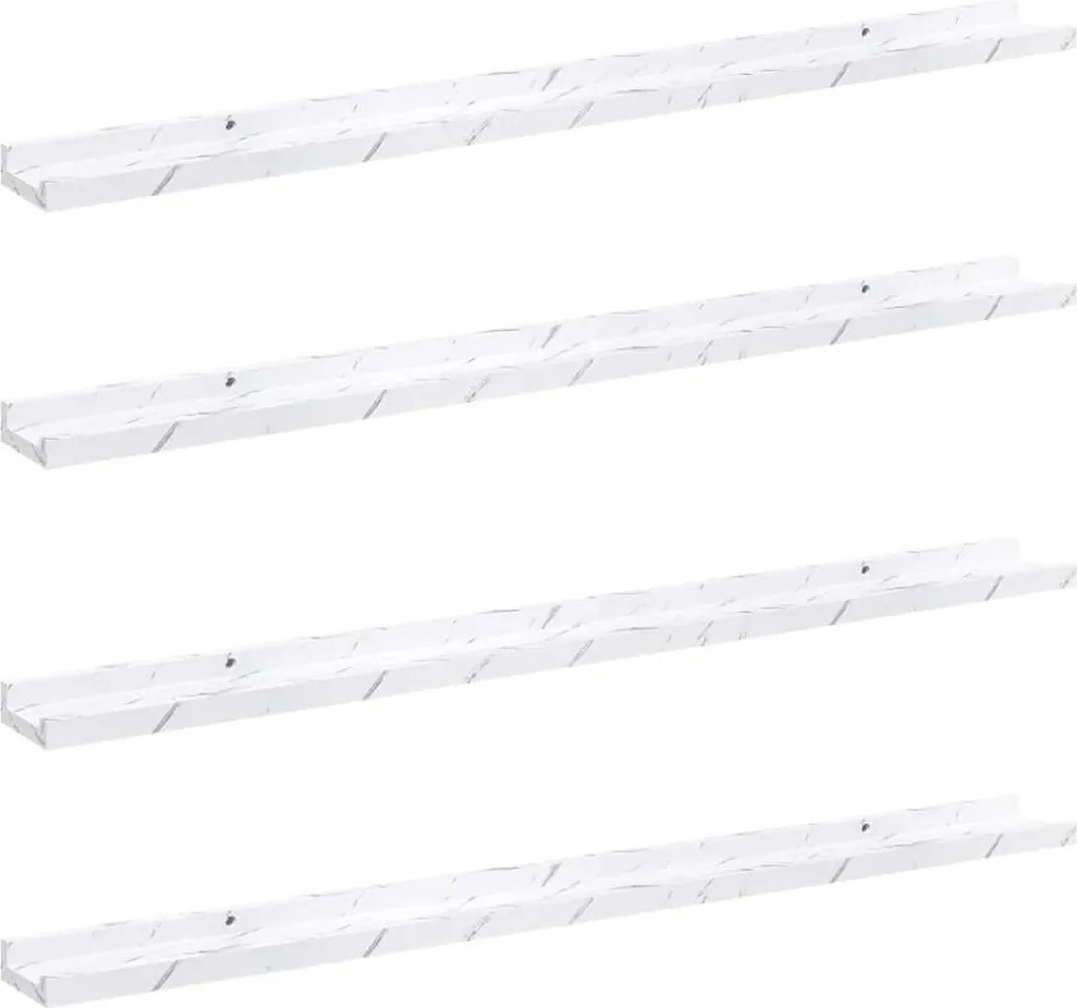 vidaXL Raft de perete 4 pcs Marmură albă 100 x 9 x 3 cm Lemn compozit