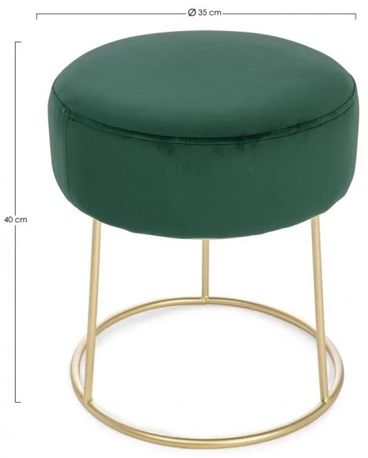 Taburet rotund verde din metal si catifea, Ø35 cm, Clarissa Bizzotto