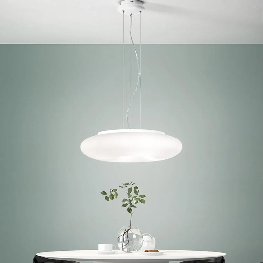 Ondaluce - Lustră suspendată pe cablu DODI 2xE27/15W/230V Ø 53 cm, albă