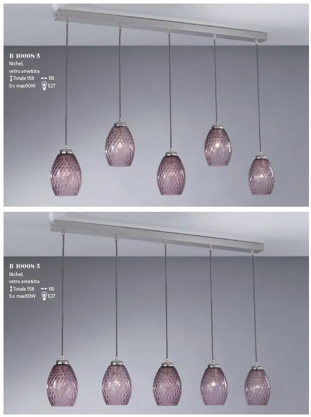 Lustra moderna cu 5 pendule design italian 10008 Amethyst