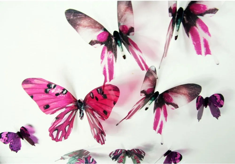 Set 18 autocolante cu efect 3D Ambiance Butterflies, roz.