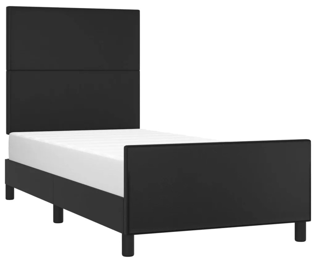 Cadru de pat cu tablie, negru, 80x200 cm, piele ecologica Negru, 80 x 200 cm, Design simplu