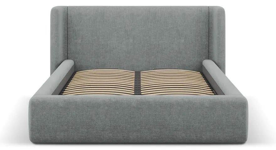 Pat matrimonial gri închis tapițat cu spațiu de depozitare cu somieră 160x200 cm Jason – Windsor &amp; Co Sofas