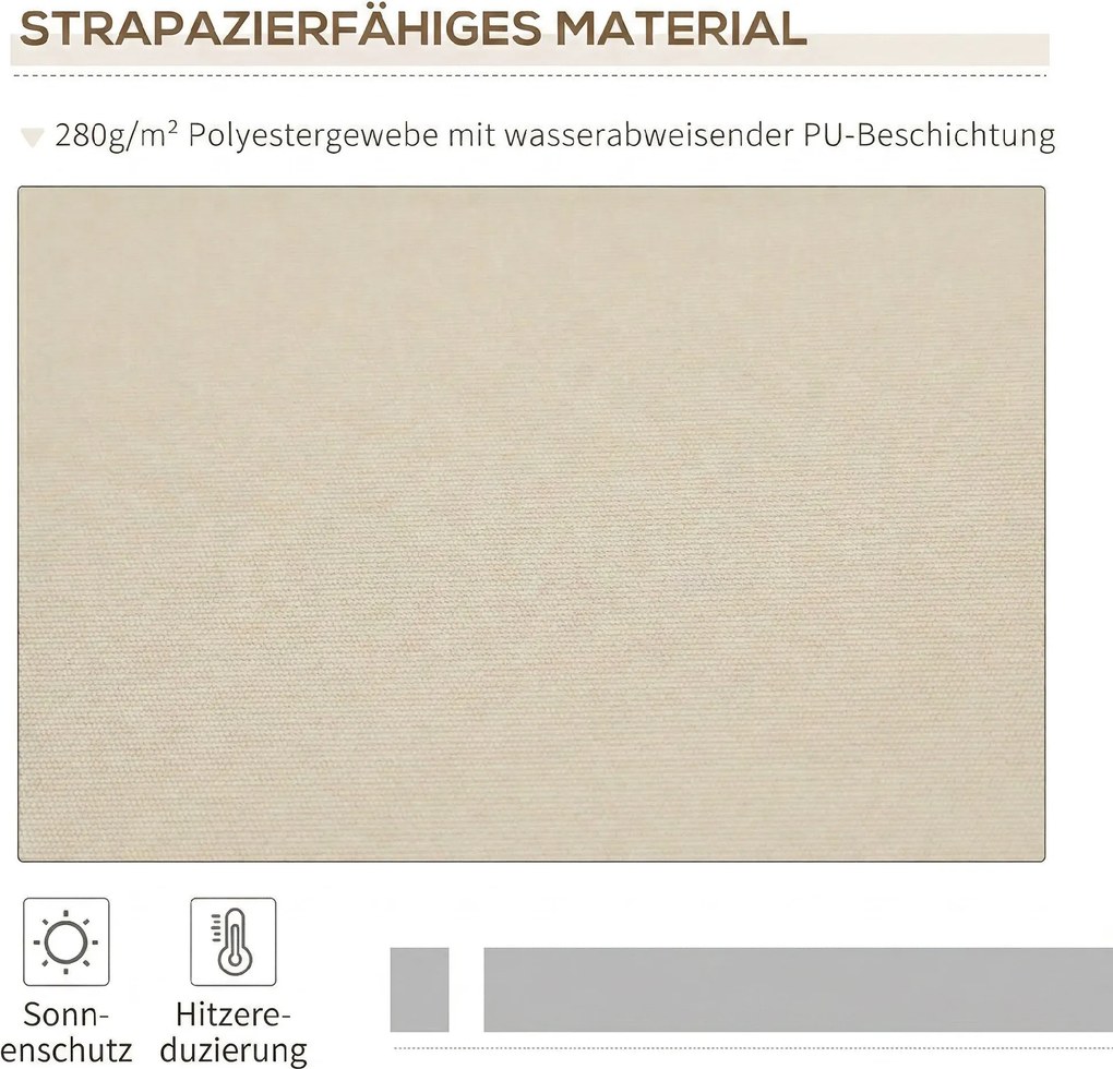 Outsunny Copertină Rabatabilă Exterior, Copertină Extensibilă, Copertină Tip Roll-Up cu Deschidere Manivelă, 350x250 cm, Crem | Aosom Romania