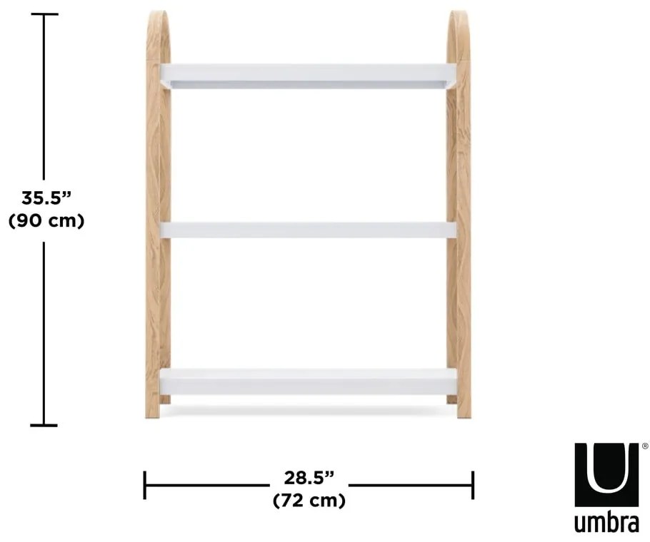 Etajeră albă/în culoare naturală cu aspect de lemn exotic 72x90 cm Bellwood – Umbra