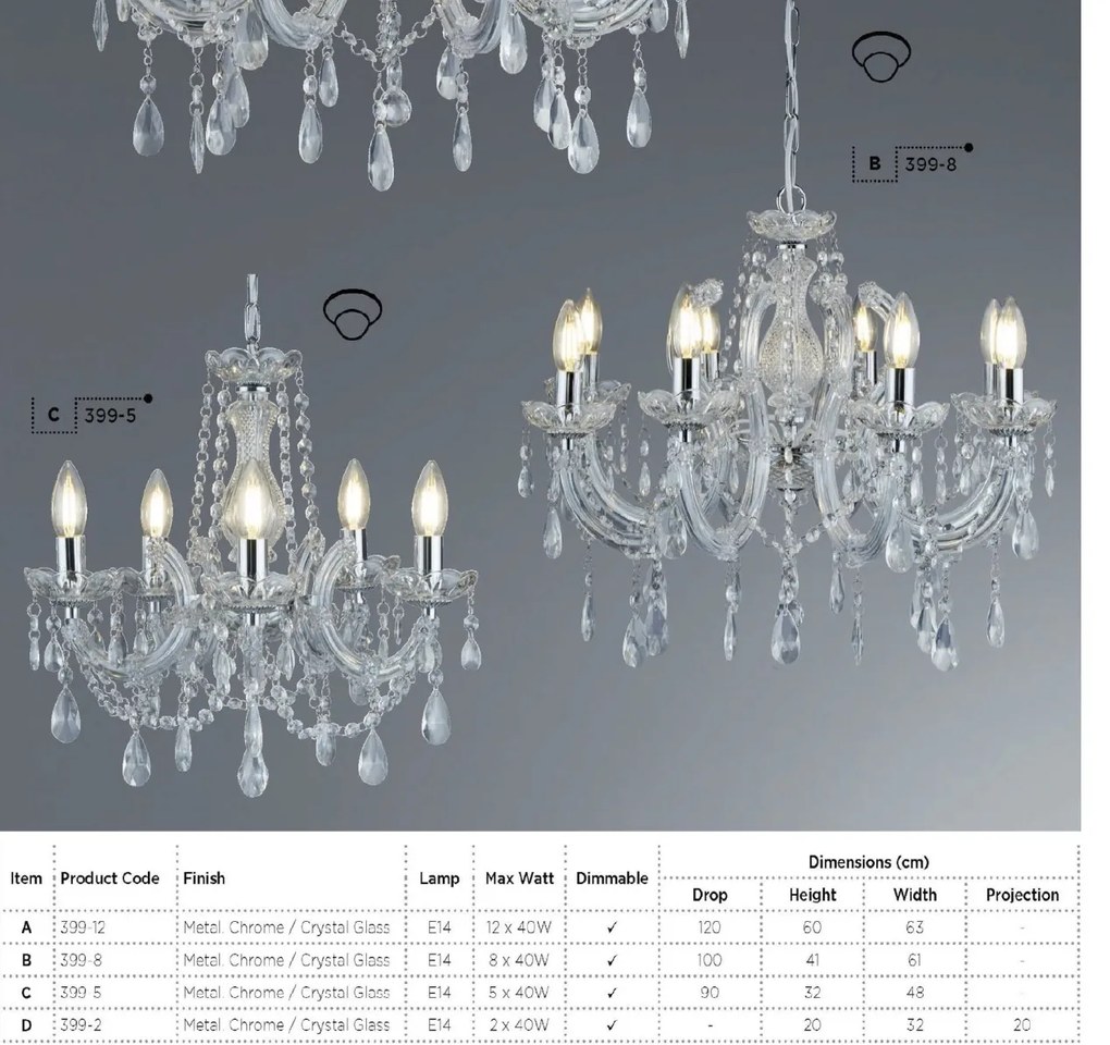 Candelabru elegant design clasic Marie Theresea 8L 399-8 SRT