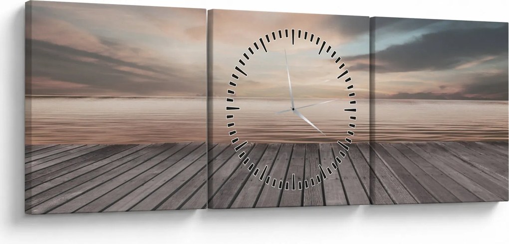 Tablou - Pier la apus de soare (cu ceas) (90x30 cm)