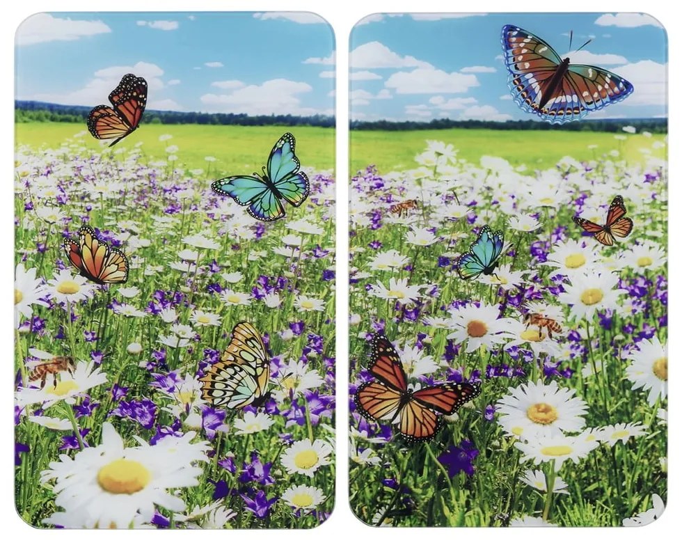 Protecții de aragaz 2 buc. din sticlă temperată 52x30 cm Summer Meadow – Maximex