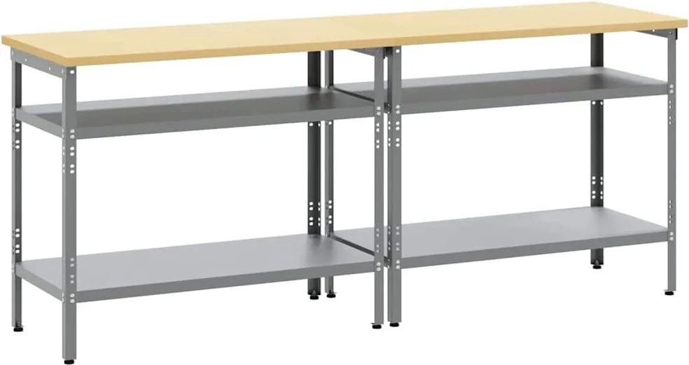 vidaXL Set banc de lucru cu raft 2 pcs Bej și gri 200 x 55 x 85 cm