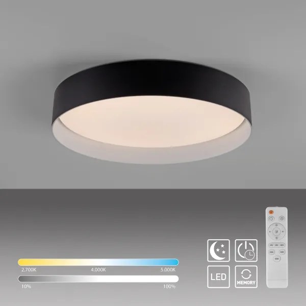 Schöner Wohnen 14594-18 - Plafonieră LED dimabilă TAVOLI LED/20W/230V neagră+telecomandă