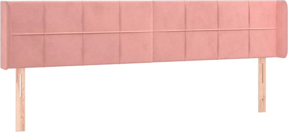 vidaXL Tăblie de pat cu aripioare roz 183x16x78/88 cm catifea