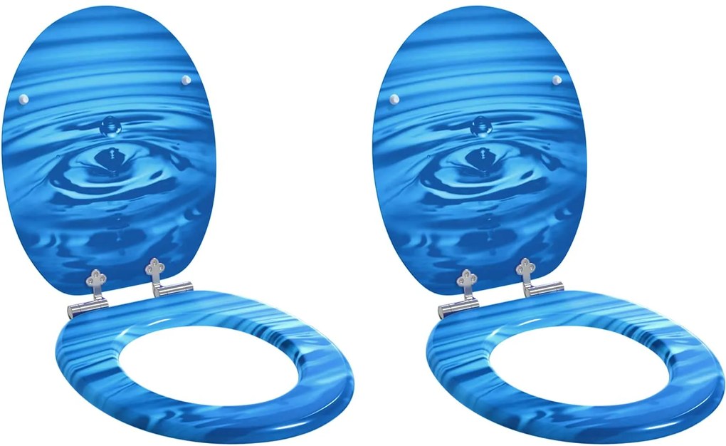 vidaXL Capac de toaletă cu închidere lentă 2 pcs Picătură Albastră