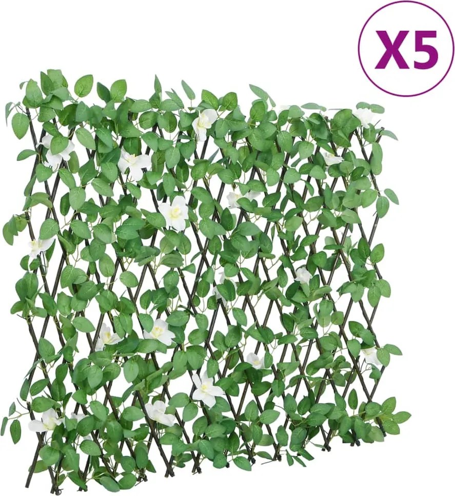 vidaXL Spalier cu iederă artificială extensibil 5 buc. verde 186x30 cm