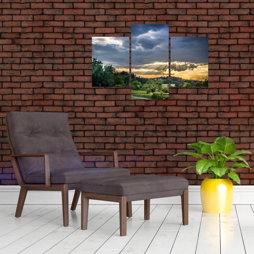 Tablou cu peisaj și raze de soare (90x60 cm)
