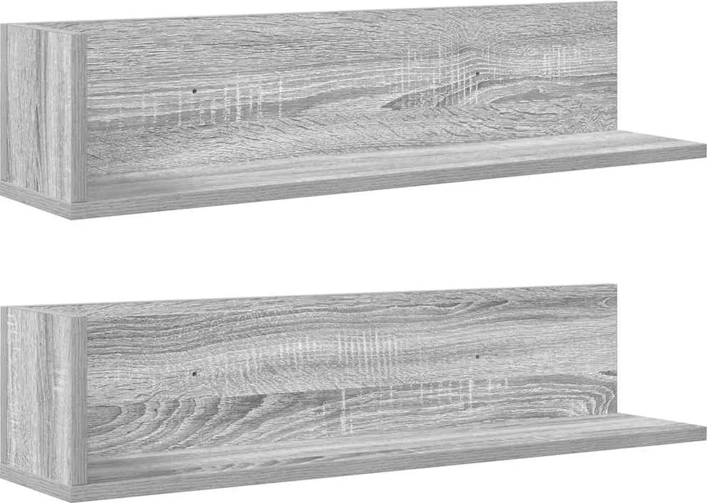 vidaXL Rafturi de perete, 2 buc., gri sonoma, 75x16,5x16,5 cm, lemn