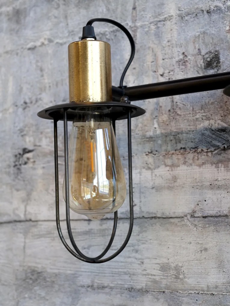 Aplică de perete din metal, cu 3 surse de lumină, finisaj negru antichizat, Factory