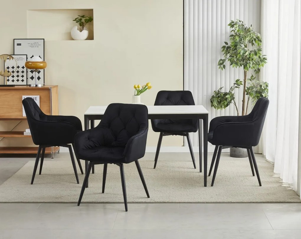 Scaun de masa rotativ JORK360 VELVET, negru