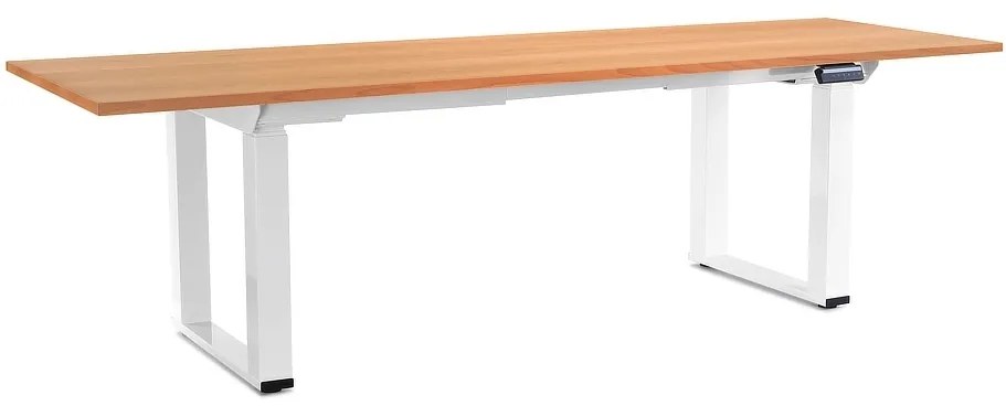 Masă înălțime reglabilă OfficeTech Strong 240 x 80 cm, picioare albe, fag