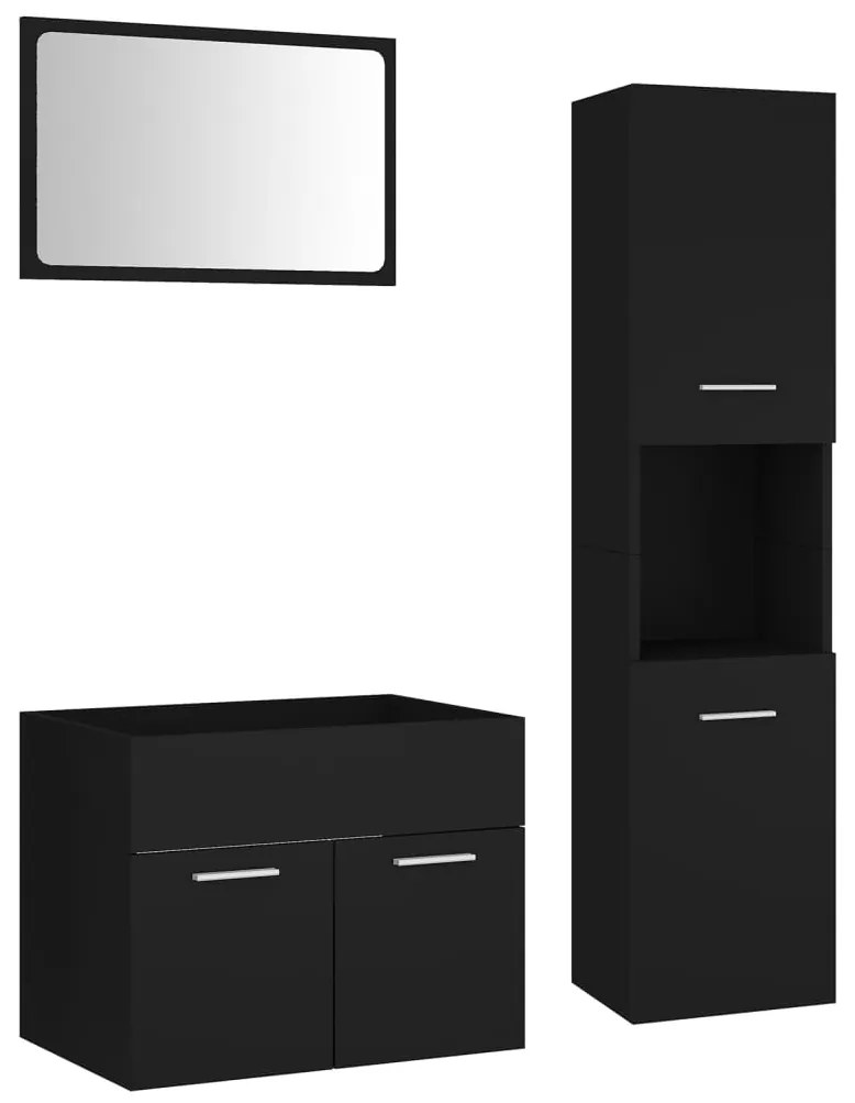 3070956 vidaXL Set mobilier de baie, negru, lemn prelucrat