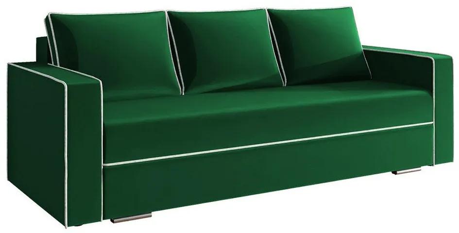 Canapea extensibilă Decatur 101Cutie de pat, Alb, Verde, 91x230x92cm, 106 kg, Picioare: Lemn