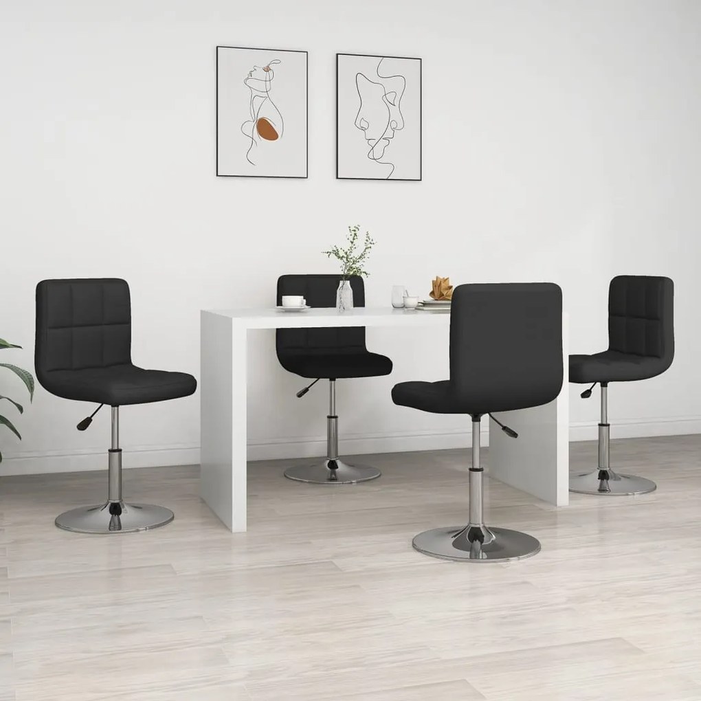 vidaXL Scaune de sufragerie, 4 buc., negru, piele ecologică