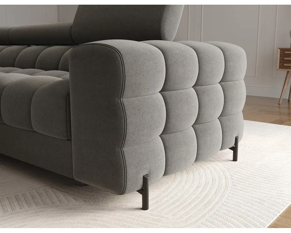 Colțar taupe extensibil/cu spațiu de depozitare cu tapițerie din catifea (cu colț pe partea stângă/cu șezlong) Felro – ELTAP