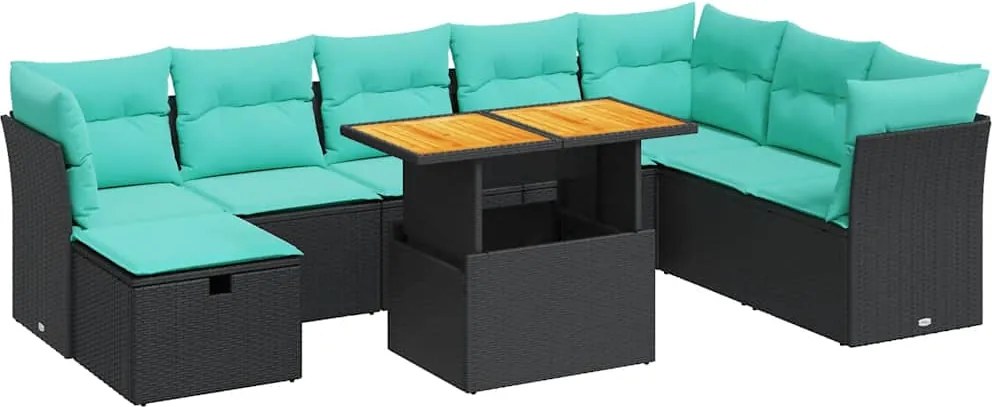 vidaXL Set canapele grădină cu perne 9 piese gri poliratan/lemn acacia