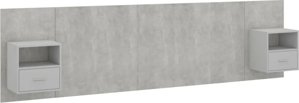 vidaXL Tăblie de pat cu dulapuri, gri beton, lemn prelucrat