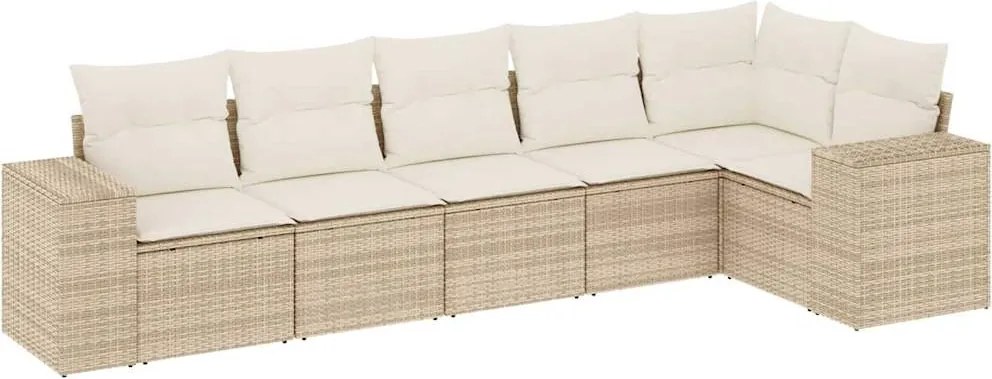 vidaXL Set canapele de grădină cu perne, 6 piese, bej, poliratan