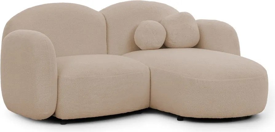 Colțar maro deschis cu tapițerie din țesătură bouclé (cu colț pe partea dreaptă/cu șezlong) Orbit – Ropez