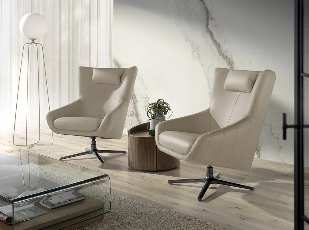 Fotoliu pivotant tapitat cu piele George