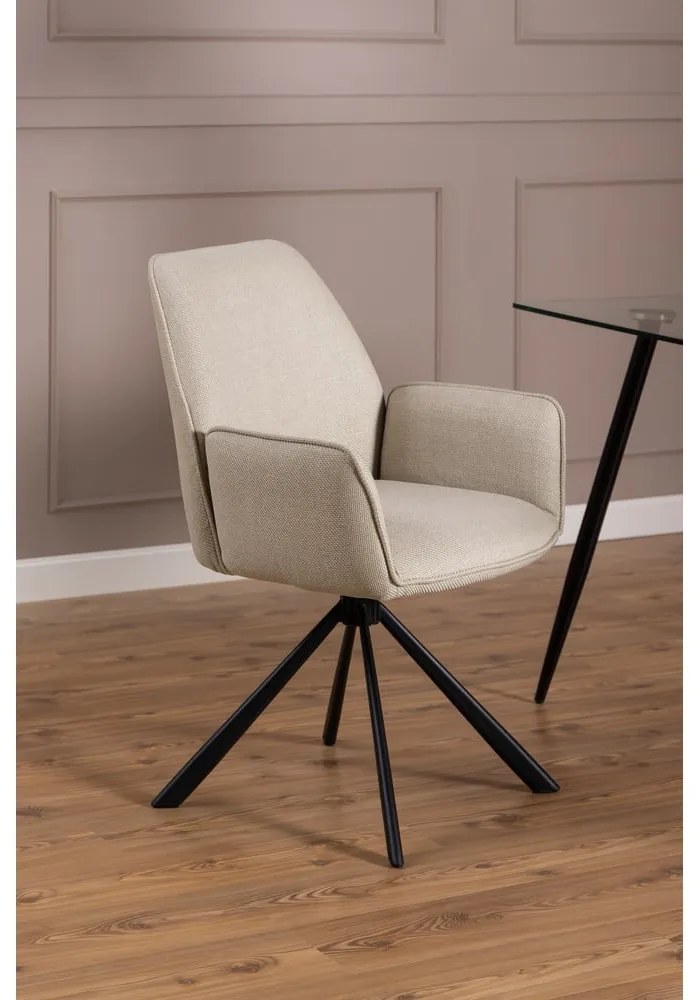 Set de scaune de sufragerie bej cu cotiere 2 buc. tapițat Glenda – Actona