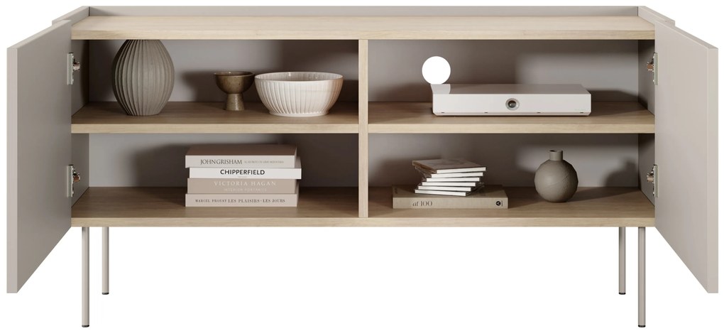 Comodă TV cu picioare metalice Desin 120 cm - cașmir / stejar nagano