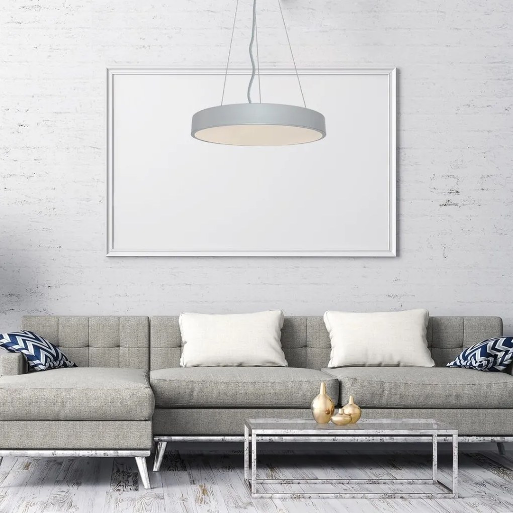 Lustra suspendata LED CCT si telecomanda Tesia 60cm, argintiu