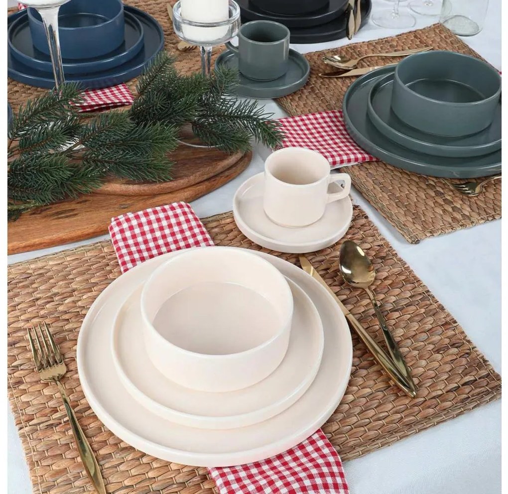 Set de veselă 20 piese, multicolor, din ceramică stoneware