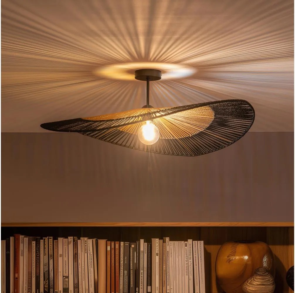 Brilagi - Lustră LED aplicată CERIA BOHO 1xE27/60W/230V Ø 80 cm negru/maro/negru