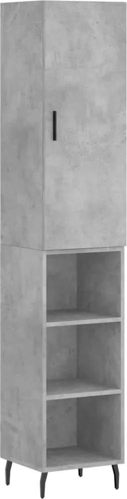 vidaXL Dulap înalt, gri beton, 34,5x34x180 cm, lemn prelucrat