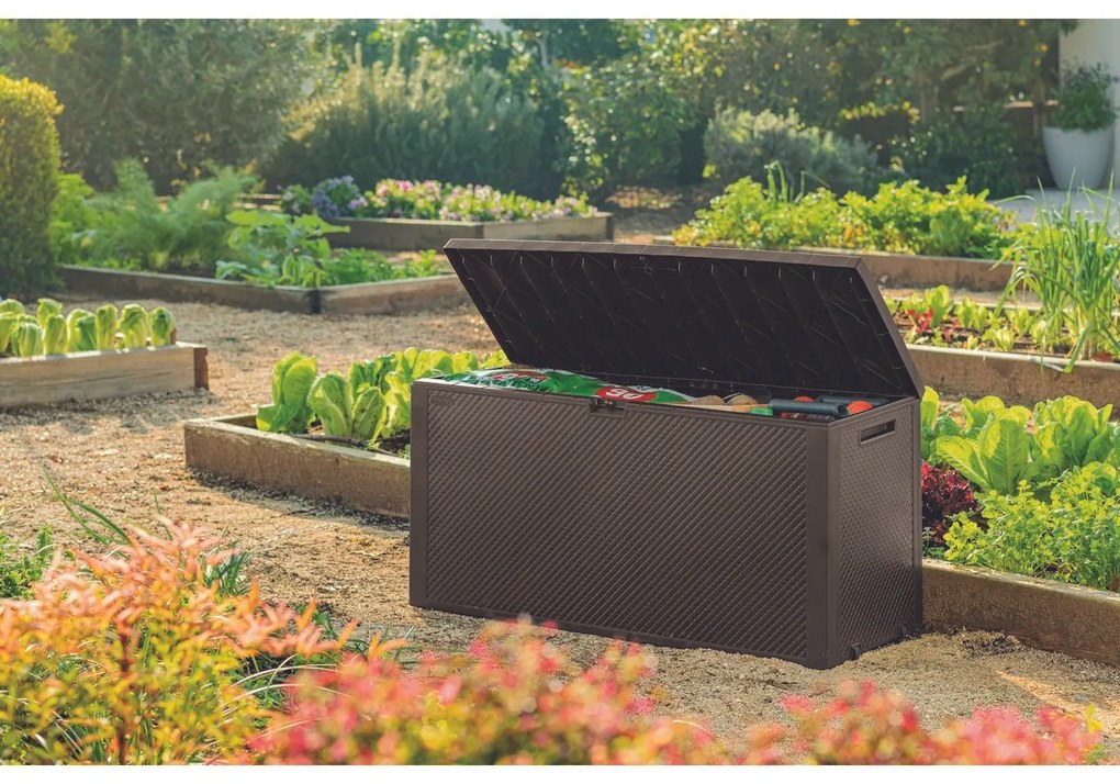 Cutie de depozitare Keter Garden Emily maro, 280 l, 118 x 58 x 45 cm
