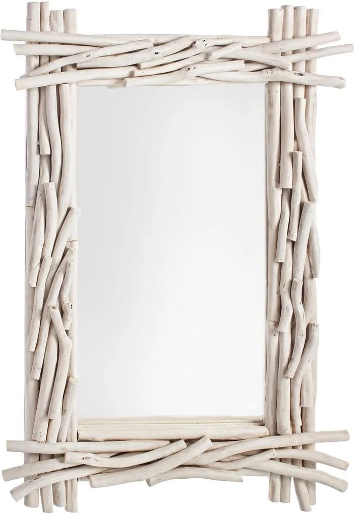 Oglinda decorativa perete cu rama lemn alb Sahel 90 cm x 6 cm x 60 h