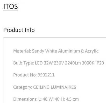 Plafoniera LED design minimal ITOS 40x40cm