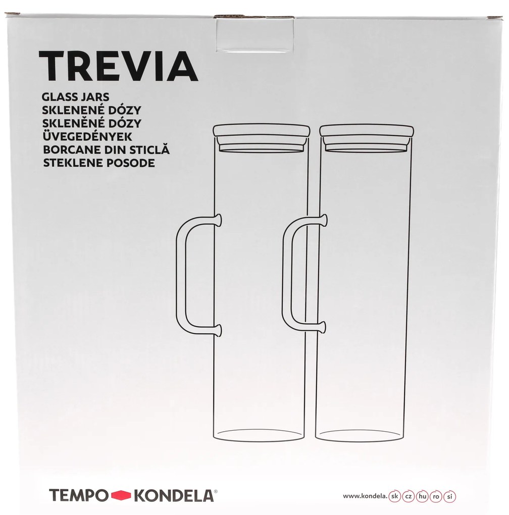 TEMPO-KONDELA TREVIA, borcane din sticlă, set de 2, cu mâner, sticlă/bambus