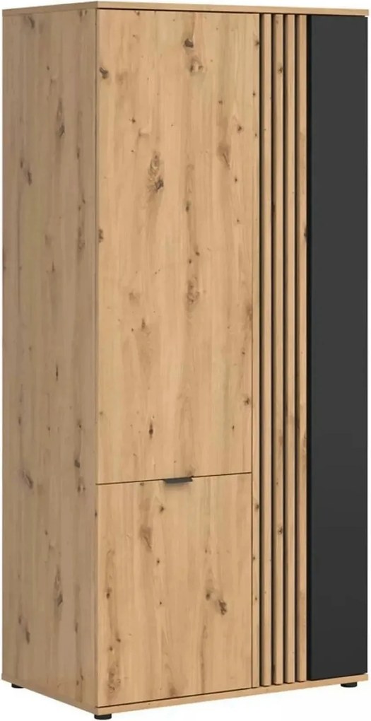 Dulap VABRES, stejar artisan/negru mat, PAL laminat, 91x56x196 cm