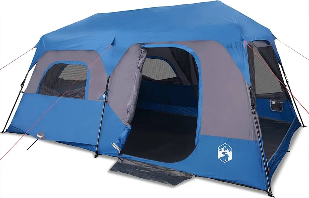 vidaXL Cort de familie 9 persoane albastru, setare rapidă impermeabil