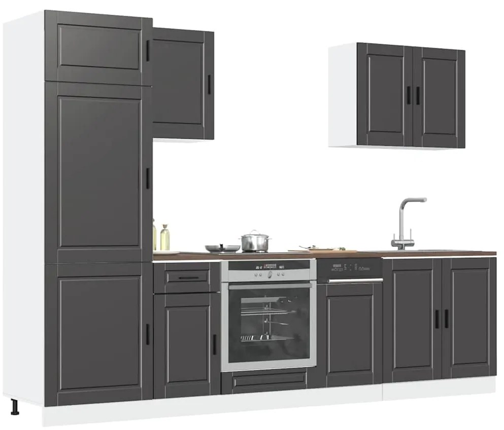 vidaXL Set dulap de bucătărie 7 piese „Porto” lemn negru prelucrat