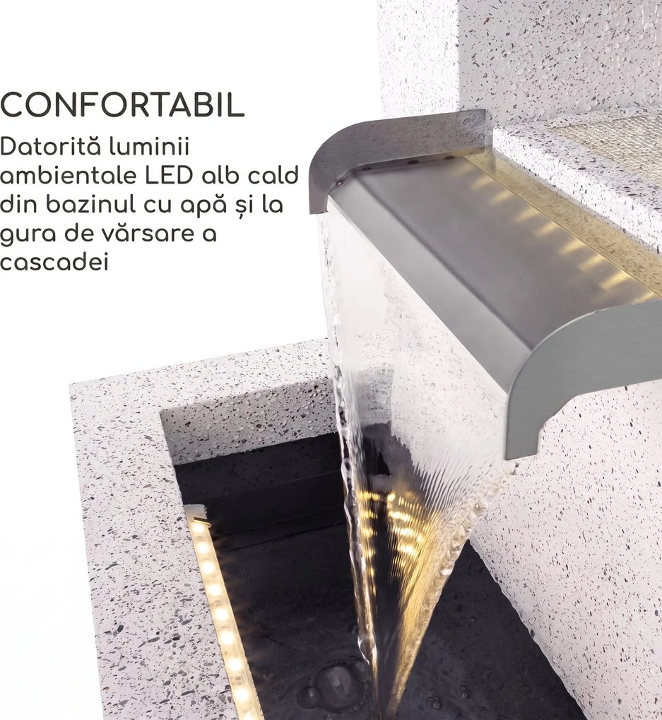 Blumfeldt Bloomingstone, fântână, fântână de grădină, fântână decorativă, 20 W, pompă, zinc, LED