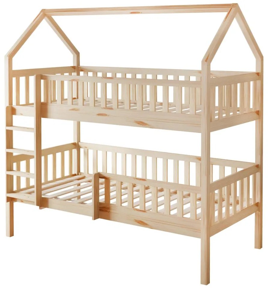 Pat etajat pentru copii 90 cm Virtuoso (natural) (cu somieră) (cu sp. depozitare). 1116556